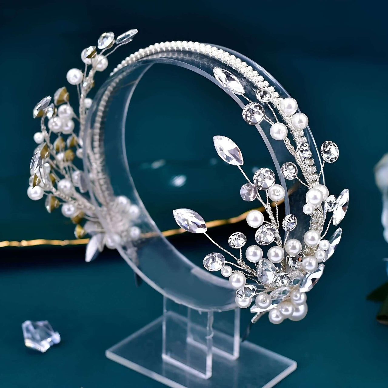 Elegant Crystal Floral Headdresses -, Hair Accessories , Drestiny , Australia, Canada, Gold, Hair Accessories, Hair Combs, Hairbands, New Zealand, Silver, United Kingdom, United States , Drestiny , www.shopdrestiny.com