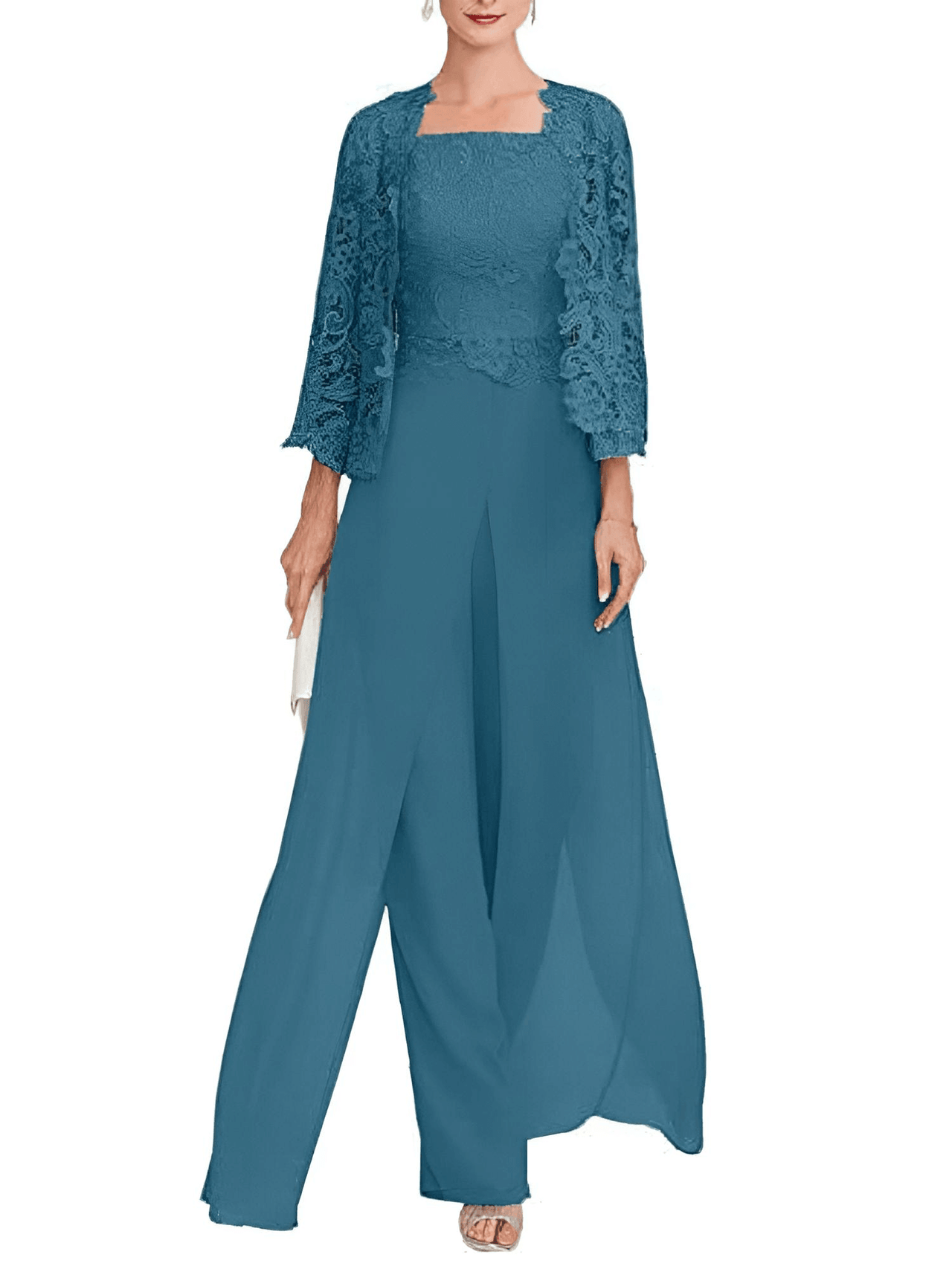 Elegant Lace Pant Suit - Order In Custom Colors! -, Wedding & Bridal Party Dresses , Drestiny , Australia, Blue, Boleros, Canada, Dark Grey, Dress Pants, Green, Grey, Jackets, Lavender, Light Purple, Pant Sets, Pant Suits, Pants, Pink, Purple, Sets, United Kingdom, United States , Drestiny , www.shopdrestiny.com