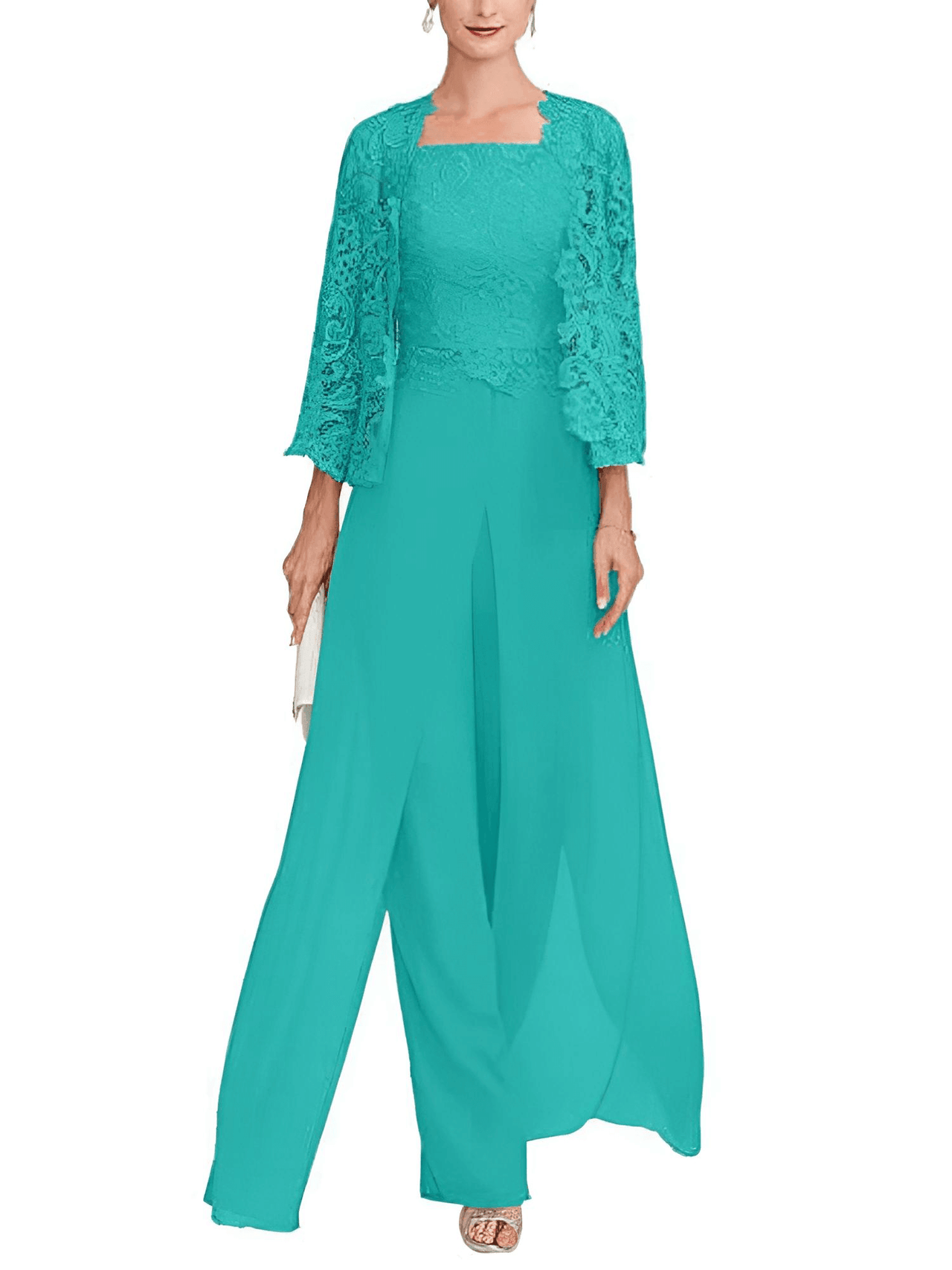 Elegant Lace Pant Suit - Order In Custom Colors! -, Wedding & Bridal Party Dresses , Drestiny , Australia, Blue, Boleros, Canada, Dark Grey, Dress Pants, Green, Grey, Jackets, Lavender, Light Purple, Pant Sets, Pant Suits, Pants, Pink, Purple, Sets, United Kingdom, United States , Drestiny , www.shopdrestiny.com