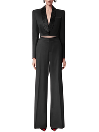 Thumbnail for Elegant Two-Piece Set For Women - Long Sleeve Hollow Out Top + High Waist Wide Leg Pant Casual Set -, Pant Suits , Drestiny , Australia, Black, Blazers, Canada, Dress Pants, FR, Jackets, L, Long Sleeves, M, New Zealand, Pant Sets, Pant Suits, Red, S, Sets, United Kingdom, United States, XL , Drestiny , www.shopdrestiny.com