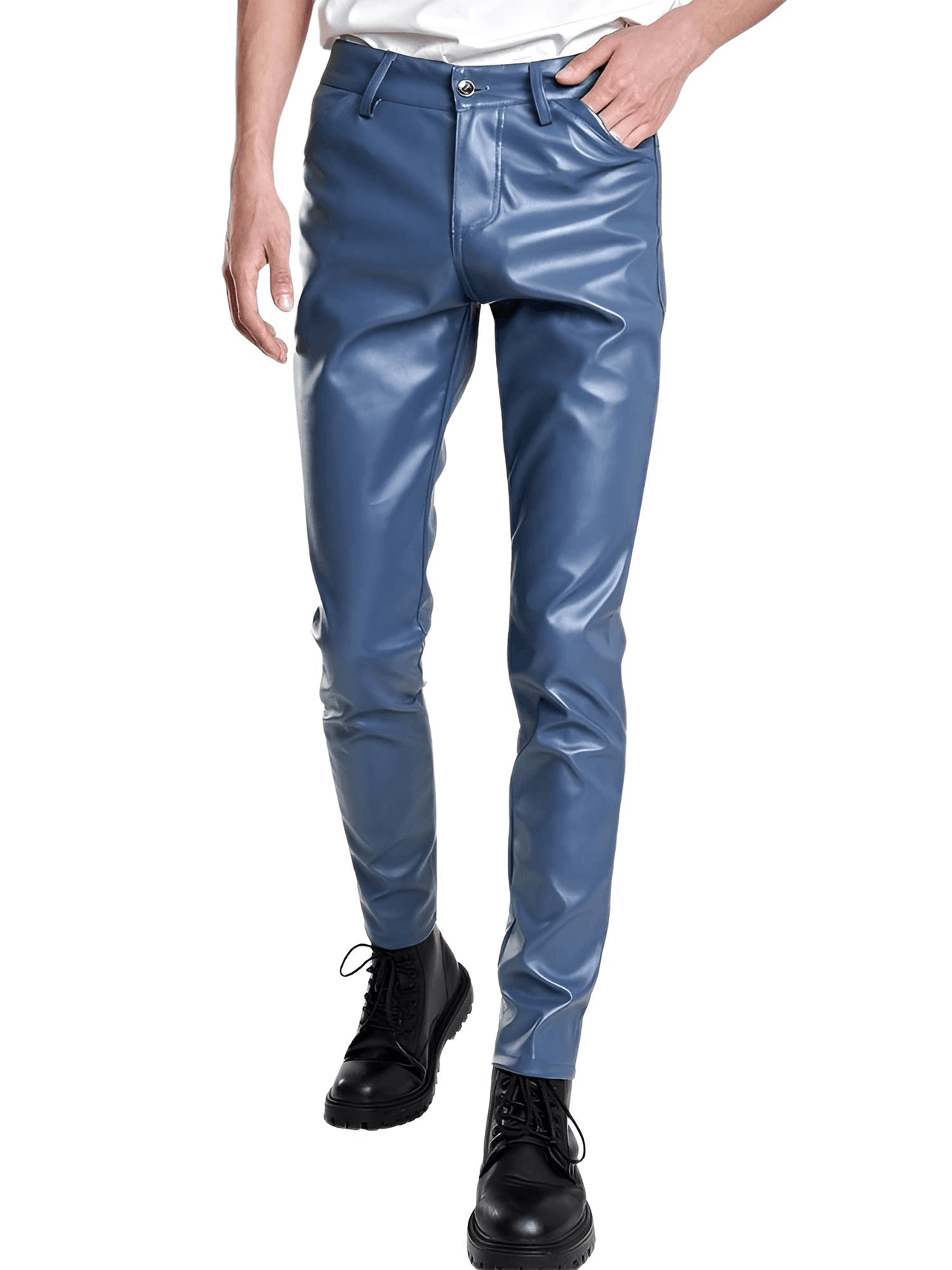 Slim Fit Men's Leather Pants -, Leather Pants , Drestiny , Australia, Black, Blue, Casual Pants, Dress Pants, Gold, Green, Leather Pants, New Zealand, Orange, Red, United Kingdom, United States, White , Drestiny , www.shopdrestiny.com