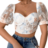 Thumbnail for French-Inspired Summer Shaper Sexy Women's Corset Top -, Crop Top , Drestiny , Australia, Canada, Casual Shirts, Corsets, Crop Tops, Dress Shirts, Gender_Women, L, Light Blue, M, New Zealand, Pink, S, Short Sleeves, United Kingdom, United States, White, XS , Drestiny , www.shopdrestiny.com