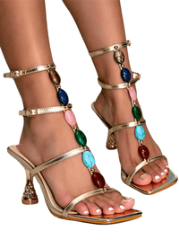 Thumbnail for Gem Strap Gladiator Sandals High Heel Women's Summer Party Dress Shoes -, Shoes , Drestiny , Australia,Black,Brown,Gold,Green,Heels,High Heels,New Zealand,Pink,Sandals,Silver,United Kingdom,United States , Drestiny , www.shopdrestiny.com