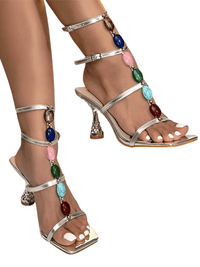 Thumbnail for Gem Strap Gladiator Sandals High Heel Women's Summer Party Dress Shoes -, Shoes , Drestiny , Australia,Black,Brown,Gold,Green,Heels,High Heels,New Zealand,Pink,Sandals,Silver,United Kingdom,United States , Drestiny , www.shopdrestiny.com