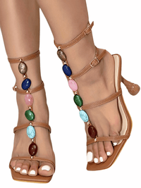 Thumbnail for Gem Strap Gladiator Sandals High Heel Women's Summer Party Dress Shoes -, Shoes , Drestiny , Australia,Black,Brown,Gold,Green,Heels,High Heels,New Zealand,Pink,Sandals,Silver,United Kingdom,United States , Drestiny , www.shopdrestiny.com