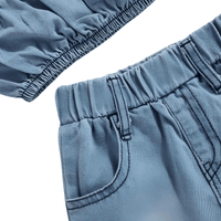 Thumbnail for Girl's Short Sleeve Off-Shoulder Denim Cropped Top + Irregular Hem Skirt Set -, Baby & Toddler Outfits , Drestiny , 12M, 18M, 24M, 2T, 3T, 4T, 5T, Australia, Blue, Canada, Casual Shirts, Crop Tops, New Zealand, One Shoulder, Short Sleeves, Skirt Sets, Skirts, Sleeveless, United Kingdom, United States , Drestiny , www.shopdrestiny.com