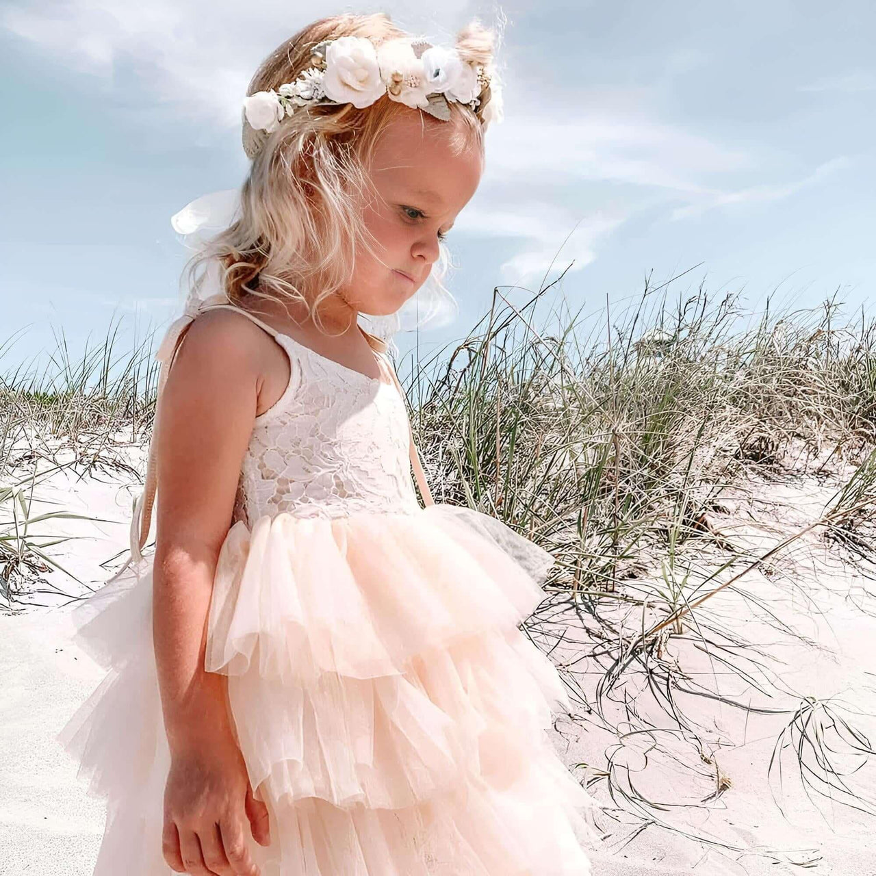 Girl's Sleeveless Strap Princess Dress -, Baby & Toddler Dresses , Drestiny , 3T, 4T, 5, 6, 7, 8, Australia, Canada, Dresses, Flower Girl Dresses, Girls, New Zealand, Pink, Sleeveless, TD, United Kingdom, United States, White, Yellow , Drestiny , www.shopdrestiny.com