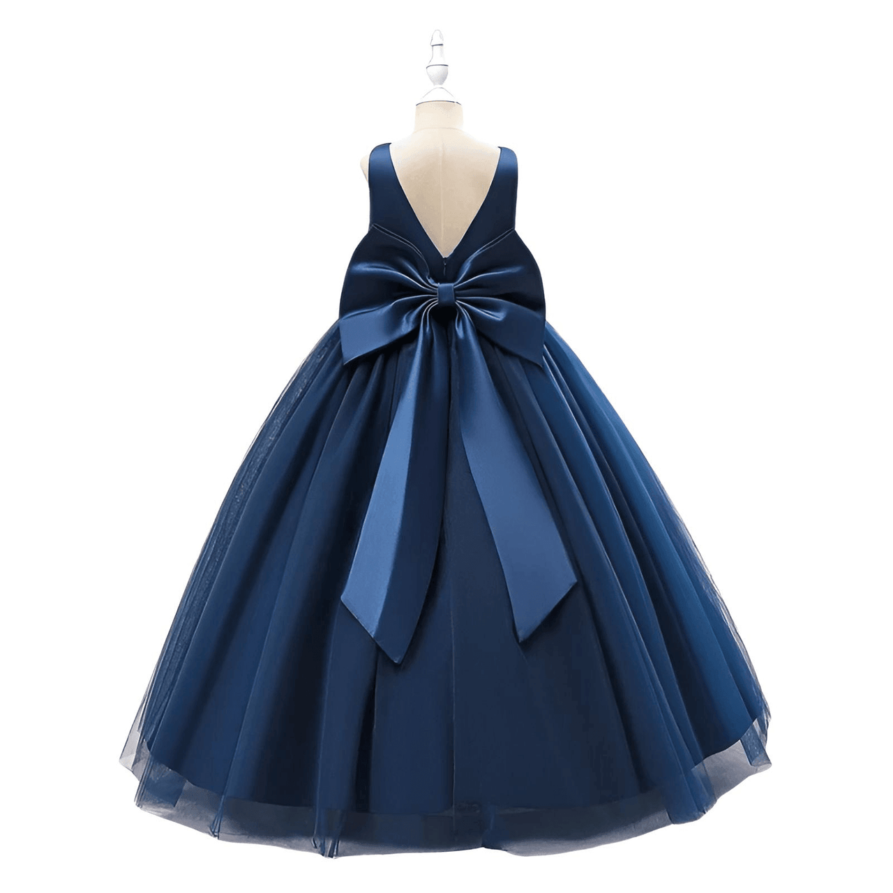 Girl's Long White Bow Dresses For Weddings, Formal Evenings, Birthday Parties or Kid's First Communion -, Dress , Drestiny , 10, 10T, 12, 12T, 2T, 4T, 6T, 8T, Australia, Dark Blue, Dark Pink, Dark Red, Dresses, Girls, New Zealand, Sleeveless, TD, United Kingdom, United States, White , Drestiny , www.shopdrestiny.com