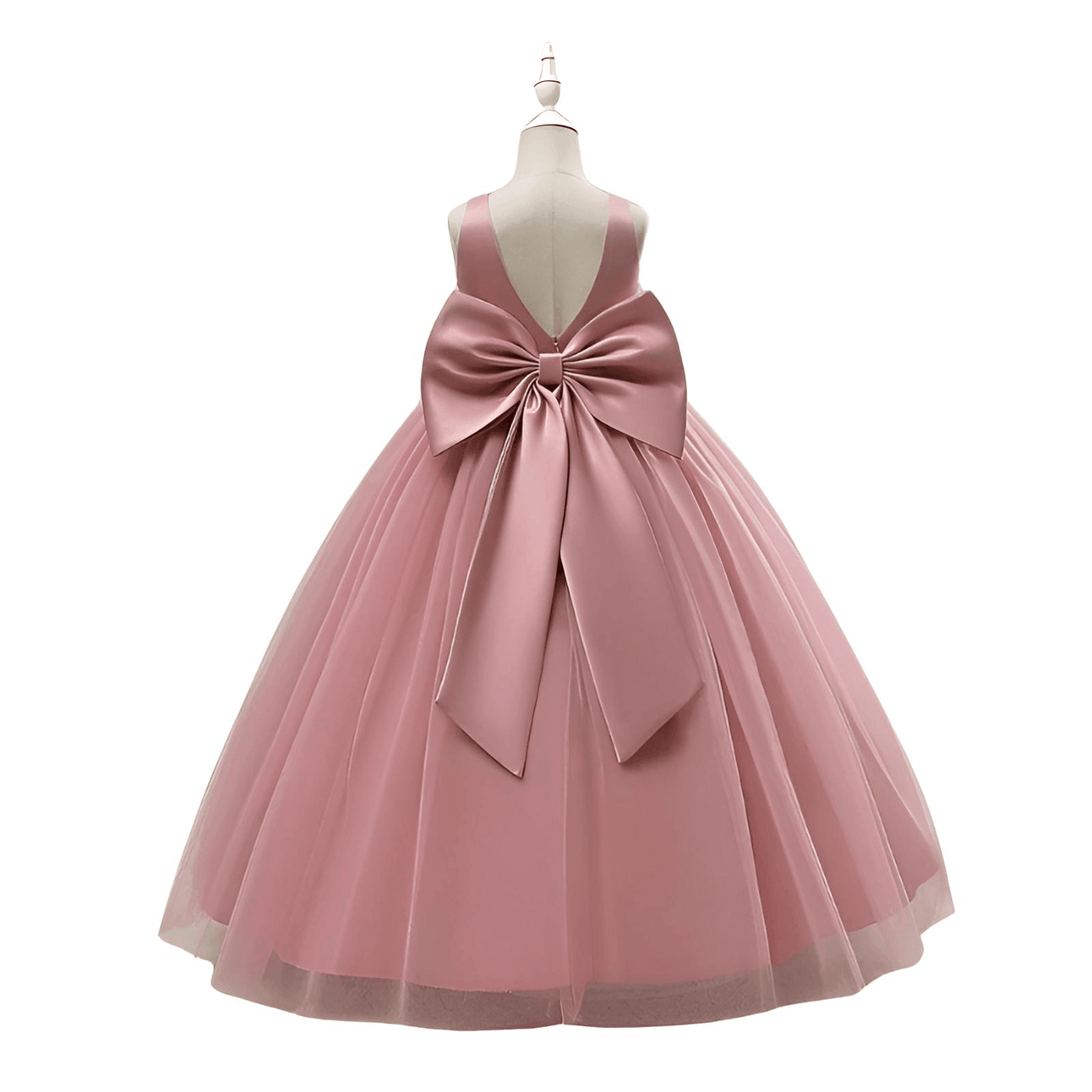 Girl's Long White Bow Dresses For Weddings, Formal Evenings, Birthday Parties or Kid's First Communion -, Dress , Drestiny , 10, 10T, 12, 12T, 2T, 4T, 6T, 8T, Australia, Dark Blue, Dark Pink, Dark Red, Dresses, Girls, New Zealand, Sleeveless, TD, United Kingdom, United States, White , Drestiny , www.shopdrestiny.com