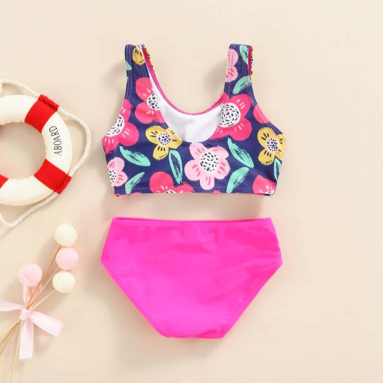 Girls Floral Print Swimwear -, Baby & Toddler Swimwear , Drestiny , 3T, 4T, 5T, 6T, Australia, Bikinis, Canada, Deep Pink, Green, New Zealand, Pink, TD, United Kingdom, United States, Yellow , Drestiny , www.shopdrestiny.com