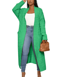 Thumbnail for Knit Women's Extra Long Cardigan With Pockets