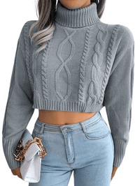 Thumbnail for Knit Turtleneck Crop Sweater For Women -, Sweater , Drestiny , Australia, Blue, Canada, Crop Tops, Grey, L, Long Sleeves, M, New Zealand, Pullovers, S, Sweaters, Turtlenecks, United Kingdom, United States, White , Drestiny , www.shopdrestiny.com