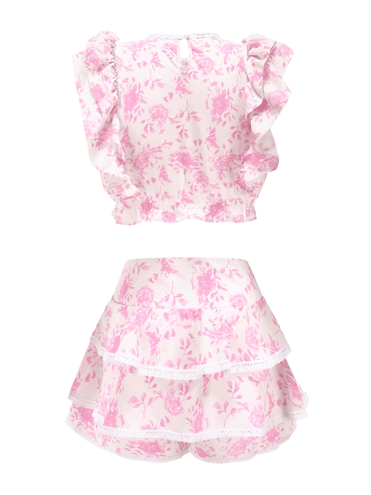 High Quality Ruffle Pink Crop Top with Cute Pink Mini Skirt -, Skirt Sets , Drestiny , Canada, Casual Shirts, Crop Tops, L, M, New Zealand, Pink, S, Sets, Skirt Sets, Skirts, Sleeveless, United Kingdom, United States, White , Drestiny , www.shopdrestiny.com