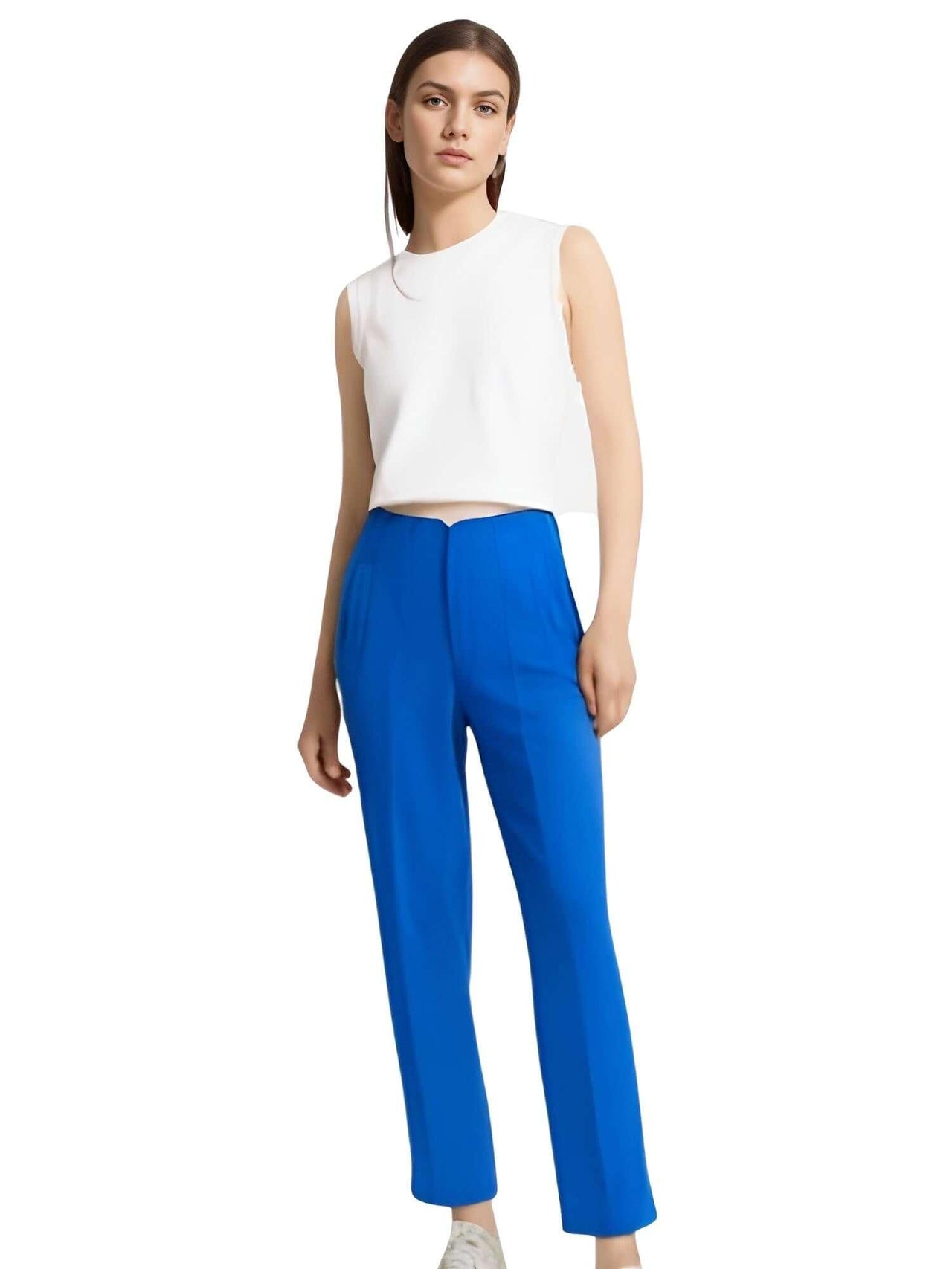 High Waist Ankle Length Pants for Women With Seam Detail -, Pants , Drestiny , Australia, Beige, Black, Blue, Brown, Casual Pants, Deep Pink, Dress Pants, FR, Green, Khaki, L, M, New Zealand, S, United Kingdom, United States, White, XL, XS , Drestiny , www.shopdrestiny.com