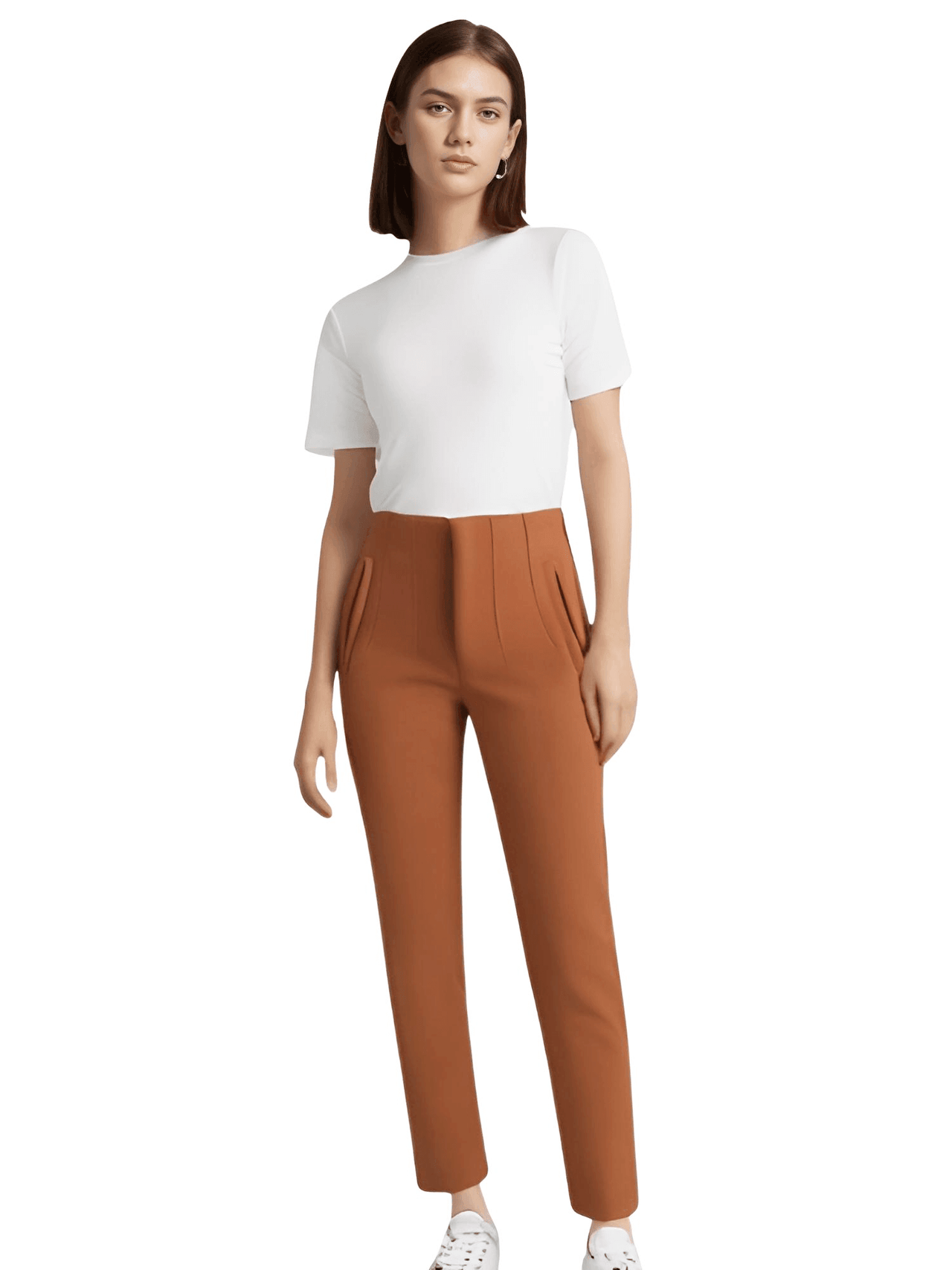 High Waist Ankle Length Pants for Women With Seam Detail -, Pants , Drestiny , Australia, Beige, Black, Blue, Brown, Casual Pants, Deep Pink, Dress Pants, FR, Green, Khaki, L, M, New Zealand, S, United Kingdom, United States, White, XL, XS , Drestiny , www.shopdrestiny.com