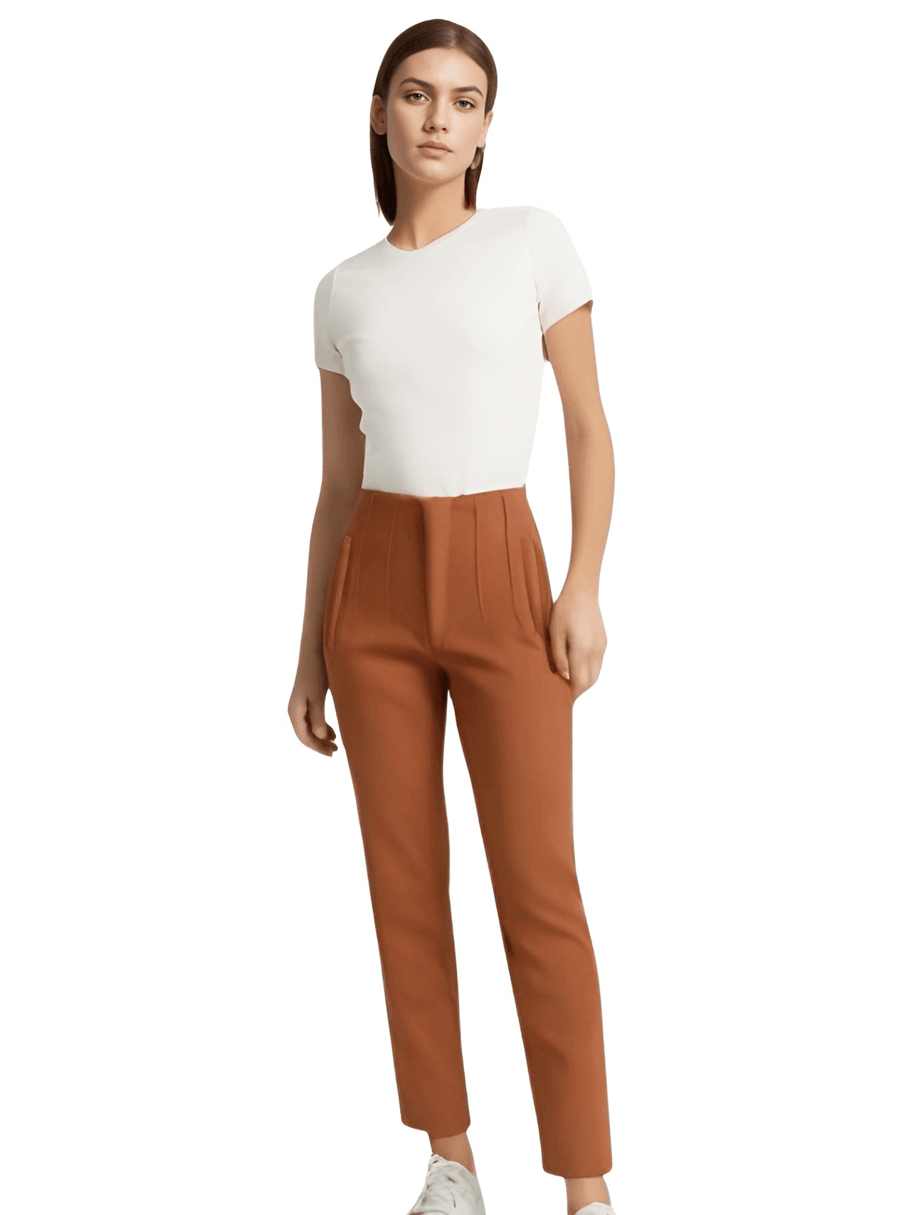 High Waist Ankle Length Pants for Women With Seam Detail -, Pants , Drestiny , Australia, Beige, Black, Blue, Brown, Casual Pants, Deep Pink, Dress Pants, FR, Green, Khaki, L, M, New Zealand, S, United Kingdom, United States, White, XL, XS , Drestiny , www.shopdrestiny.com