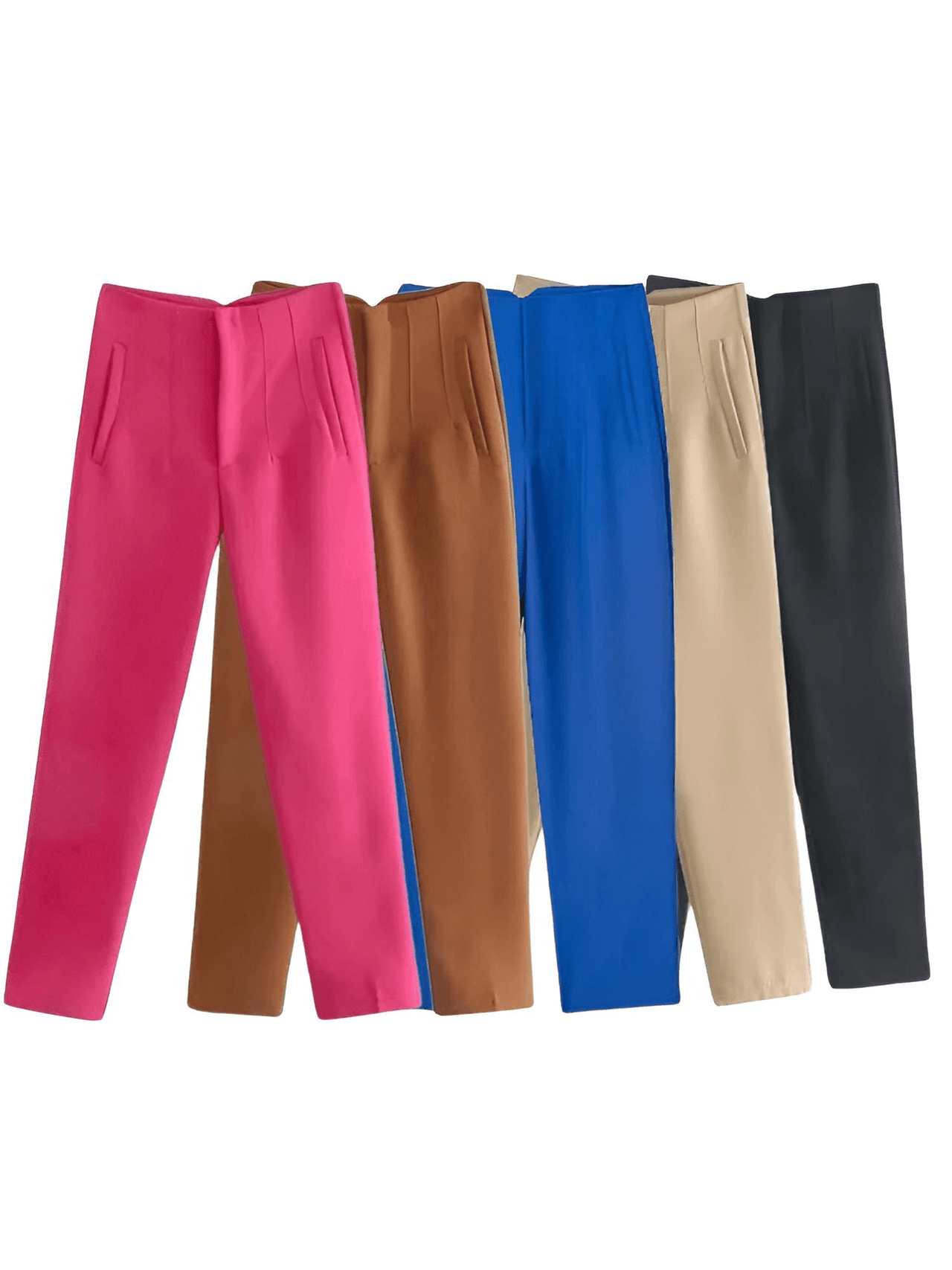 High Waist Ankle Length Pants for Women With Seam Detail -, Pants , Drestiny , Australia, Beige, Black, Blue, Brown, Casual Pants, Deep Pink, Dress Pants, FR, Green, Khaki, L, M, New Zealand, S, United Kingdom, United States, White, XL, XS , Drestiny , www.shopdrestiny.com