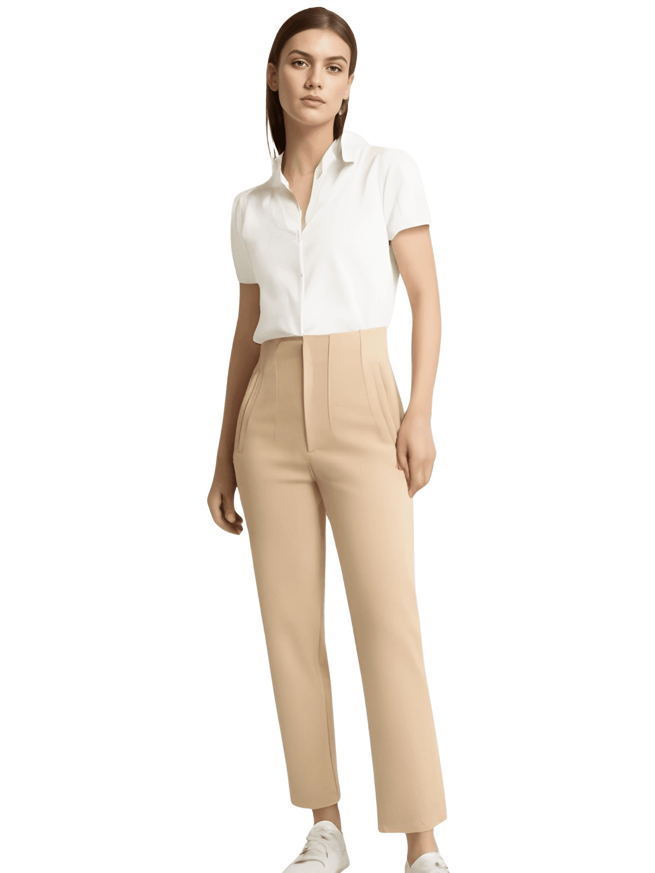 High Waist Ankle Length Pants for Women With Seam Detail -, Pants , Drestiny , Australia, Beige, Black, Blue, Brown, Casual Pants, Deep Pink, Dress Pants, FR, Green, Khaki, L, M, New Zealand, S, United Kingdom, United States, White, XL, XS , Drestiny , www.shopdrestiny.com