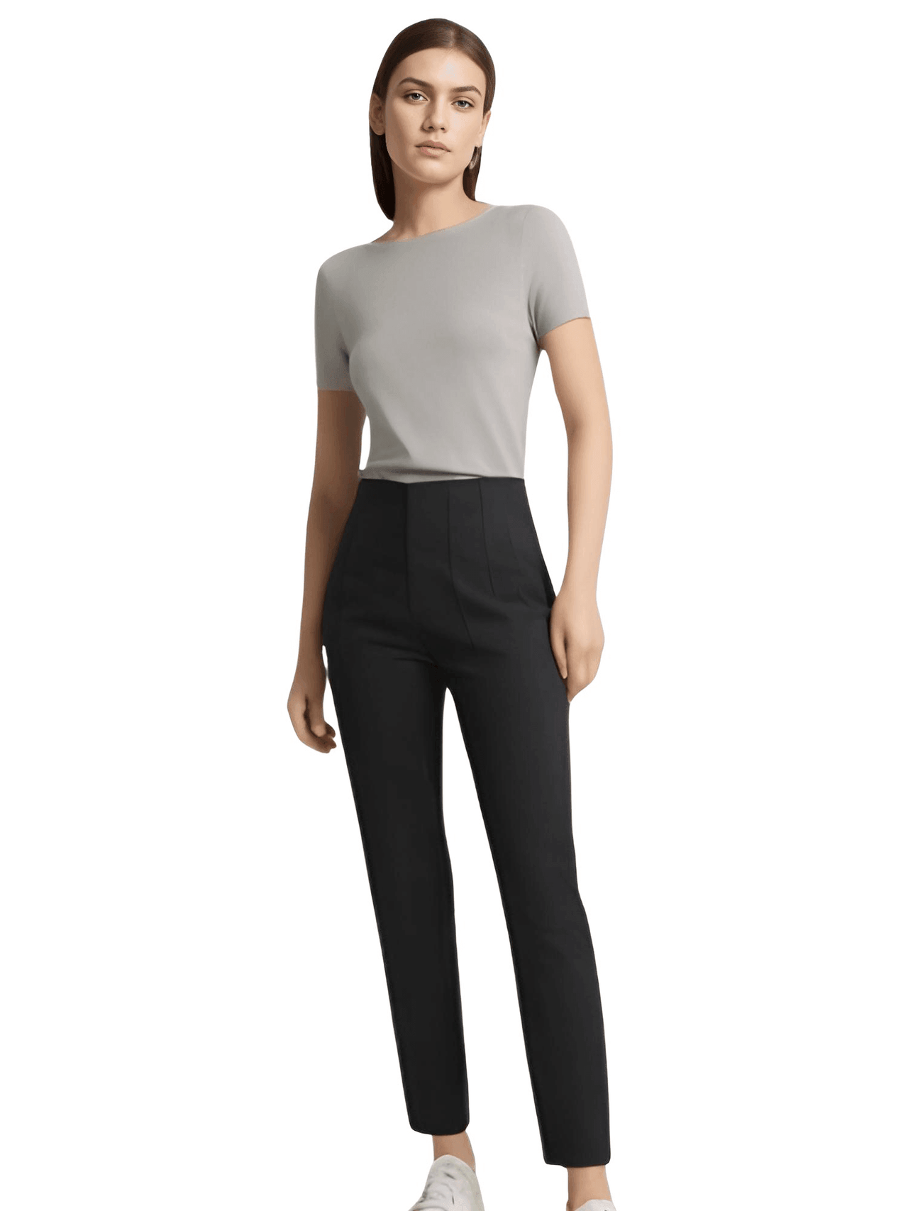 High Waist Ankle Length Pants for Women With Seam Detail -, Pants , Drestiny , Australia, Beige, Black, Blue, Brown, Casual Pants, Deep Pink, Dress Pants, FR, Green, Khaki, L, M, New Zealand, S, United Kingdom, United States, White, XL, XS , Drestiny , www.shopdrestiny.com