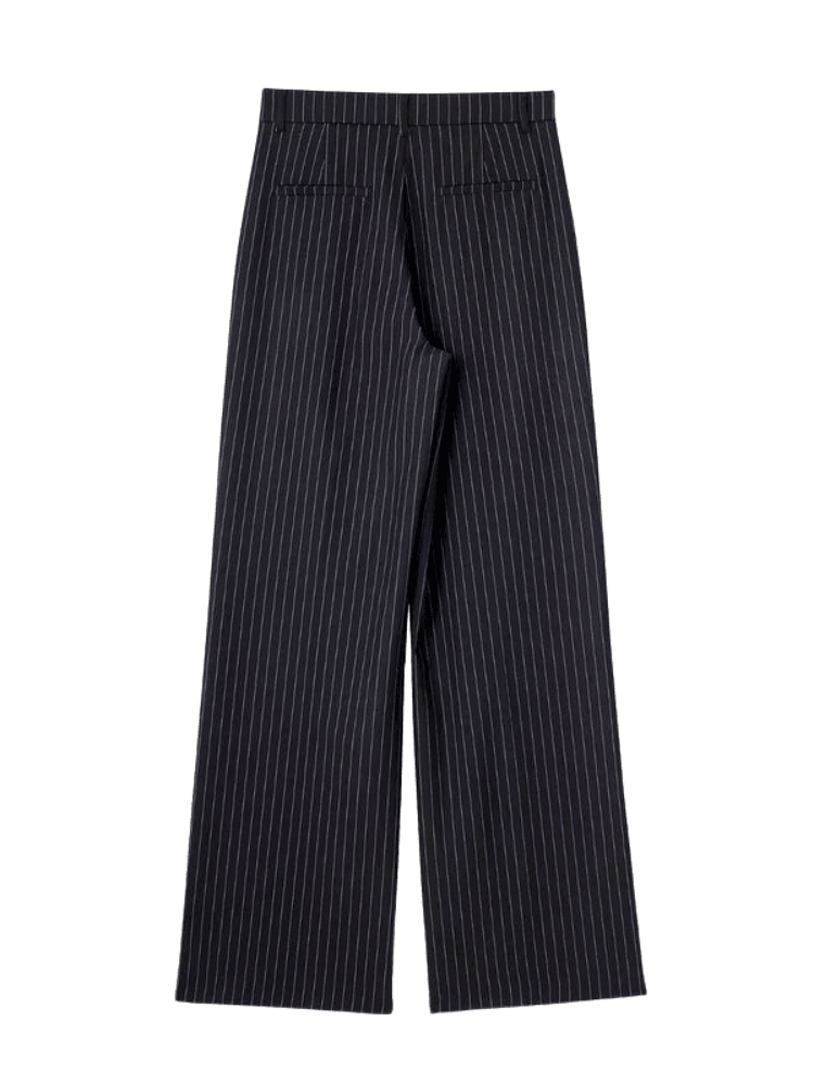 High Waist Straight Leg Pinstriped Pants For Women -, Pants , Drestiny , Australia, Beige, Black, Canada, Casual Pants, Dark Grey, Dress Pants, Green, Grey, L, M, New Zealand, S, United Kingdom, United States, XS , Drestiny , www.shopdrestiny.com