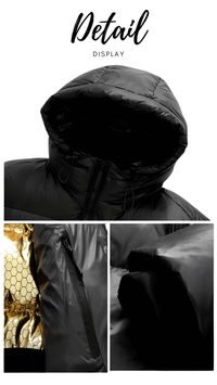 Thumbnail for Black and Gold Hooded Puffer Coat Men's, Drestiny, shopdrestiny.com, S, M, L, XL, 2XL, 3XL, United States, Canada, Australia, New Zealand, United Kingdom