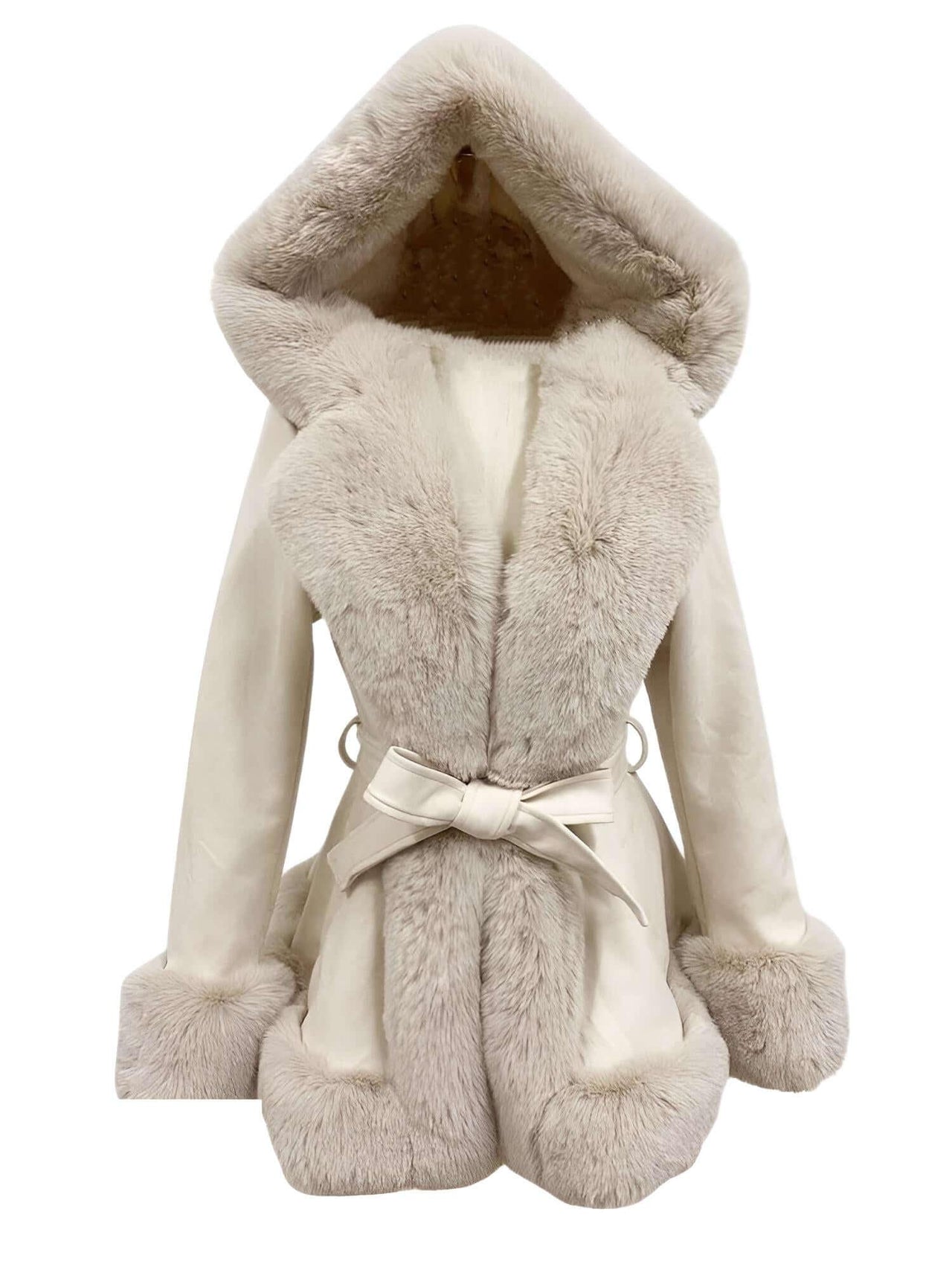 Hooded Fur Coats For Women With Belt and Fur Lining Inside -, Coats , Drestiny , Australia, Beige, Black, Brown, Camel, Canada, Coats, Jackets, L, M, New Zealand, S, United Kingdom, United States, XL, XXL, XXXL , Drestiny , www.shopdrestiny.com