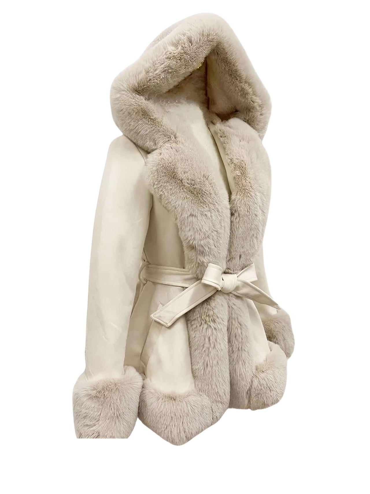 Hooded Fur Coats For Women With Belt and Fur Lining Inside -, Coats , Drestiny , Australia, Beige, Black, Brown, Camel, Canada, Coats, Jackets, L, M, New Zealand, S, United Kingdom, United States, XL, XXL, XXXL , Drestiny , www.shopdrestiny.com