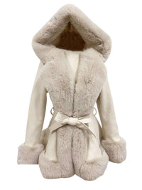 Thumbnail for Hooded Fur Coats For Women With Belt and Fur Lining Inside -, Coats , Drestiny , Australia, Beige, Black, Brown, Camel, Canada, Coats, Jackets, L, M, New Zealand, S, United Kingdom, United States, XL, XXL, XXXL , Drestiny , www.shopdrestiny.com