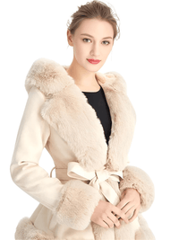 Thumbnail for Hooded Fur Coats For Women With Belt and Fur Lining Inside -, Coats , Drestiny , Australia, Beige, Black, Brown, Camel, Canada, Coats, Jackets, L, M, New Zealand, S, United Kingdom, United States, XL, XXL, XXXL , Drestiny , www.shopdrestiny.com