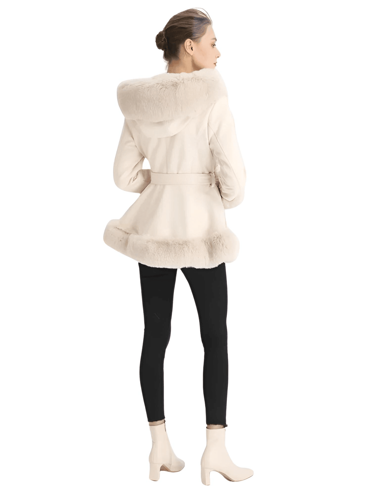 Hooded Fur Coats For Women With Belt and Fur Lining Inside -, Coats , Drestiny , Australia, Beige, Black, Brown, Camel, Canada, Coats, Jackets, L, M, New Zealand, S, United Kingdom, United States, XL, XXL, XXXL , Drestiny , www.shopdrestiny.com