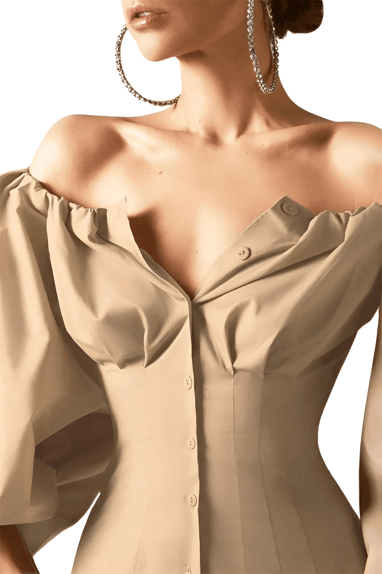 Off Shoulder Lantern Sleeve Blouses For Women -, Blouses , Drestiny , Australia, Black, Blouses, Dress Shirts, FR, Khaki, L, Light Brown, Long Sleeves, M, New Zealand, Off Shoulder, S, United Kingdom, United States, White , Drestiny , www.shopdrestiny.com