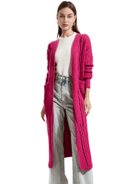 Thumbnail for Knit Women's Extra Long Cardigan With Pockets