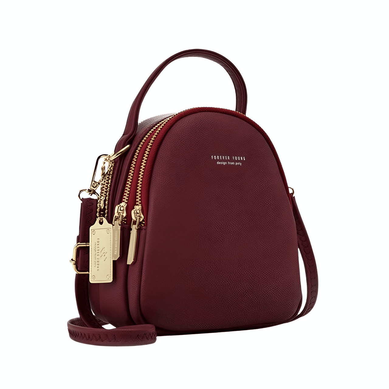 Leather Mini Backpack With Gold Accents -, Backpacks , Drestiny , Australia, Backpacks, Black, Blue, Canada, Dark Red, Gold, Green, New Zealand, Pink, United Kingdom, United States, Wine Red, Yellow , Drestiny , www.shopdrestiny.com