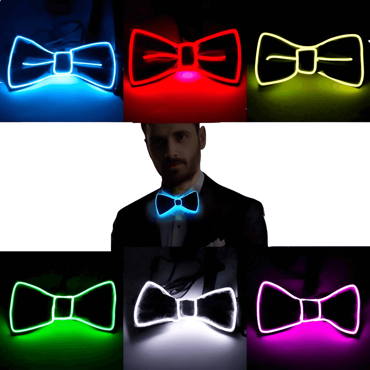 Light Up LED Suspenders & Bow Tie For Men -, Ties , Drestiny , Australia, Blue, Bow Ties, Canada, Fluorescent Green, Gender_Men, Green, New Zealand, Orange, Pink, Purple, Red, Sky Blue, Suspenders, United Kingdom, United States, White, Yellow , Drestiny , www.shopdrestiny.com