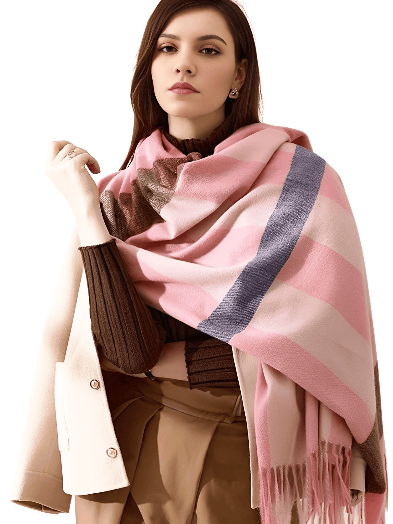 Women's Long Fashion Scarves With Tassels, Drestiny, Pink, Brown, Green, Blue, United States, Canada Australia, New Zealand, United Kingdom, shopdrestiny.com