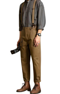 Thumbnail for Loose Straight Leg Pants For Men With Suspenders -, Pants , Drestiny , 29, 30, 31, 32, 33, 34, 36, 38, Australia, Black, Casual Pants, Dress Pants, Khaki, New Zealand, Overalls, United Kingdom, United States , Drestiny , www.shopdrestiny.com