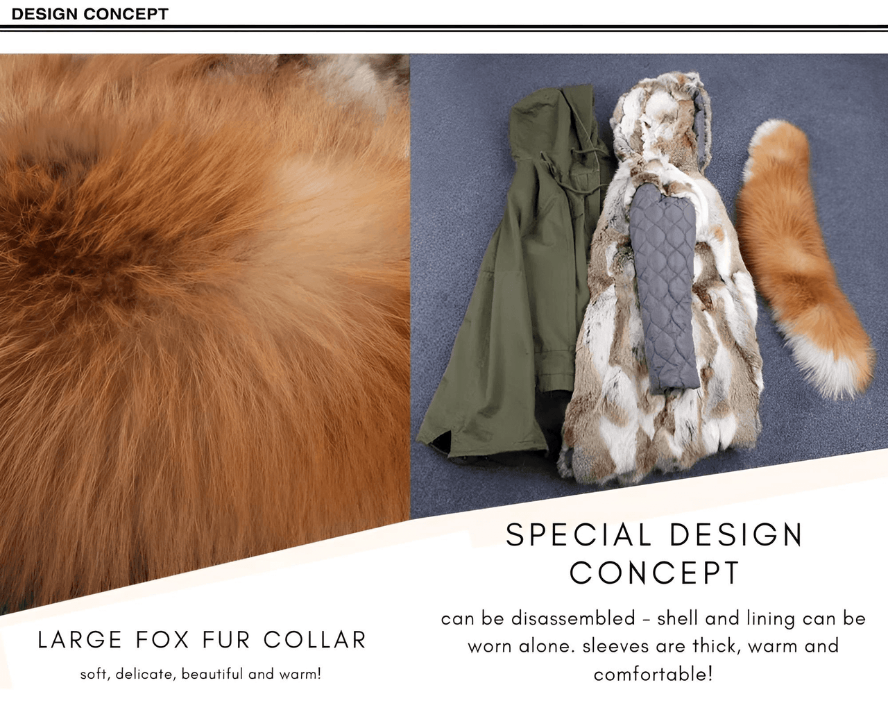 Women's Long Rabbit Fur Parka Real Fur Lining & Real Fox Fur Collar -, Coats , Drestiny , Army Green, Australia, Black, Blue Grey, Brown, Canada, Coats, Deep Pink, Grey, L, M, New Zealand, S, Silver, United Kingdom, United States, White, XL, XXL , Drestiny , www.shopdrestiny.com