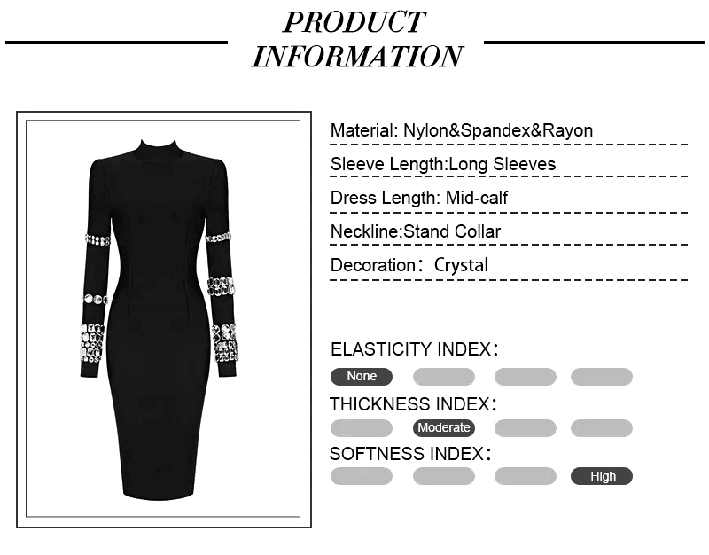 Luxury Party Dress For Women - Long Sleeve With Crystals -, Dress , Drestiny , 10, 12, 2, 6, 8, Australia, Black, Canada, FR, L, Long Sleeves, M, Midi Dresses, New Zealand, S, United Kingdom, United States , Drestiny , www.shopdrestiny.com