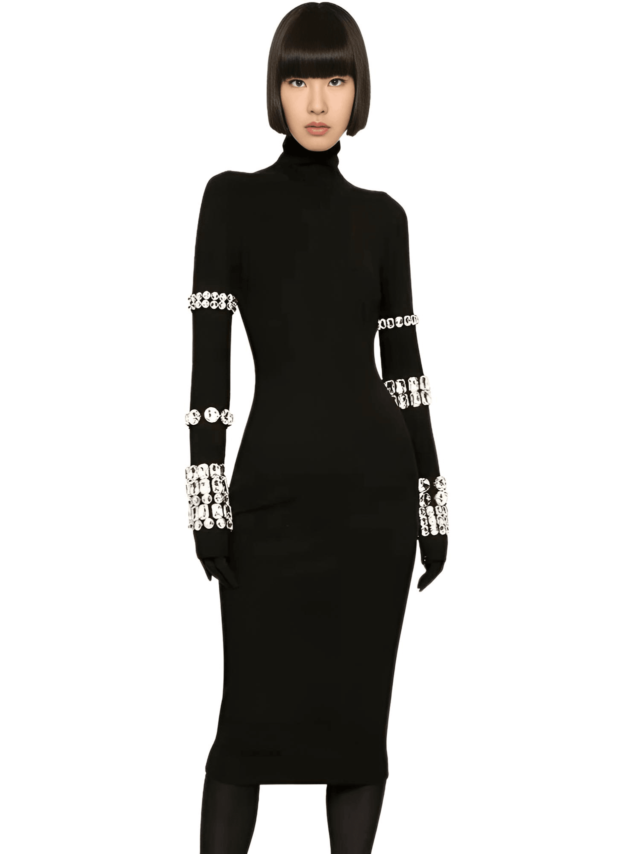 Luxury Party Dress For Women - Long Sleeve With Crystals -, Dress , Drestiny , 10, 12, 2, 6, 8, Australia, Black, Canada, FR, L, Long Sleeves, M, Midi Dresses, New Zealand, S, United Kingdom, United States , Drestiny , www.shopdrestiny.com