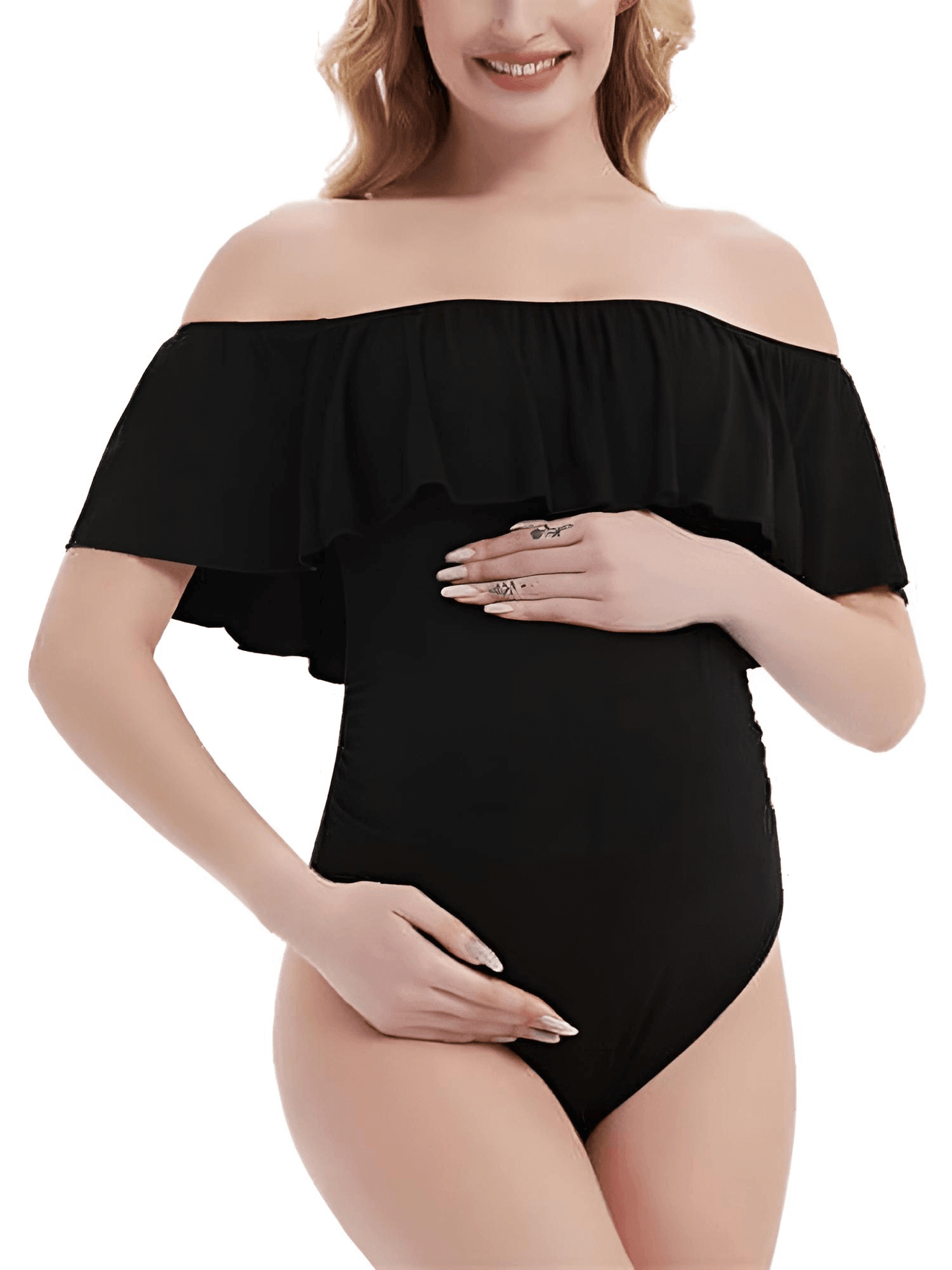 Maternity Bodysuit For Photoshoot -, Bodysuits , Drestiny , Australia, Black, Bodysuits, Casual Shirts, Gender_Women, L, M, Off Shoulder, Photo Shoot Attire, S, United Kingdom, United States, XL , Drestiny , www.shopdrestiny.com