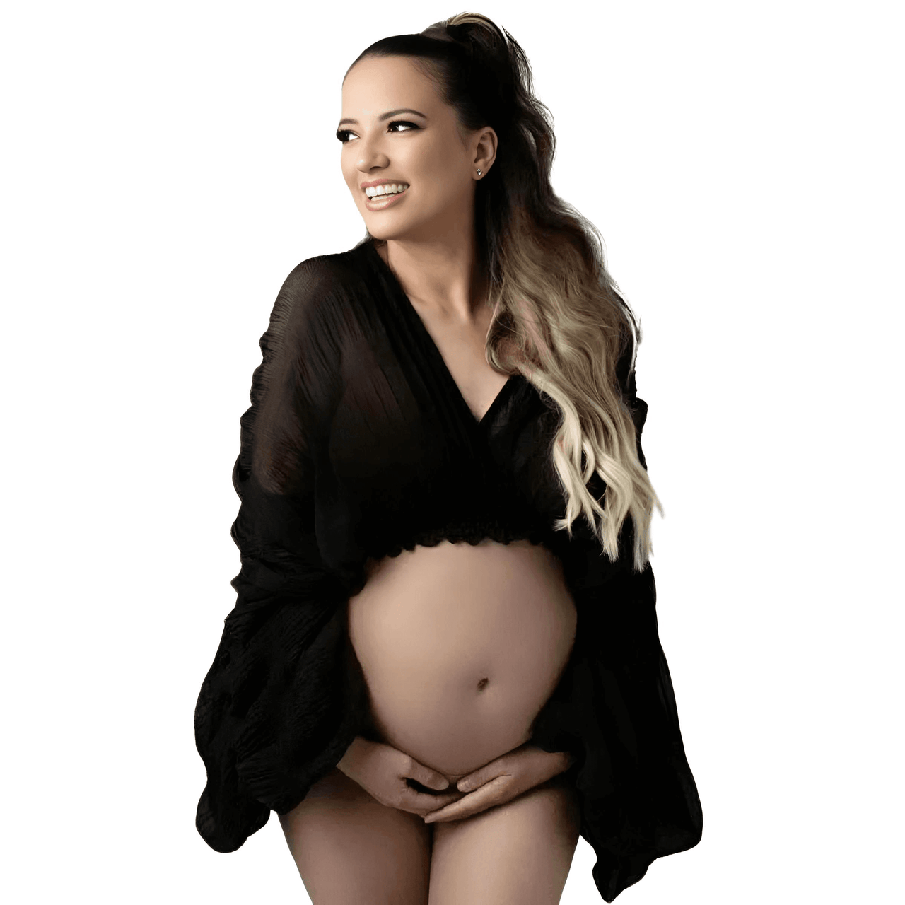 Maternity Photography V-Neck Long Sleeve Crop Top For Women -, Shirts , Drestiny , Australia, Black, Blouses, Casual Shirts, Crop Tops, L, Long Sleeves, M, New Zealand, Photo Shoot Attire, United Kingdom, United States, White , Drestiny , www.shopdrestiny.com