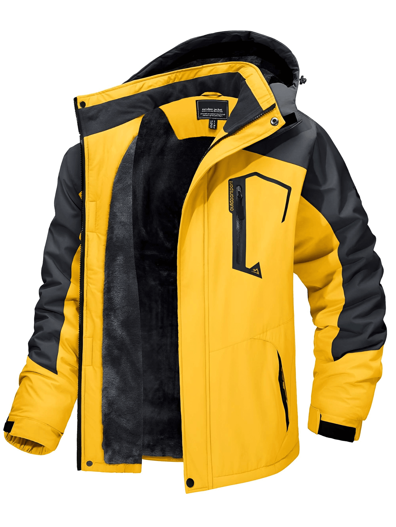 Men's Fleece Lined Yellow Mountaineering Hooded Jackets