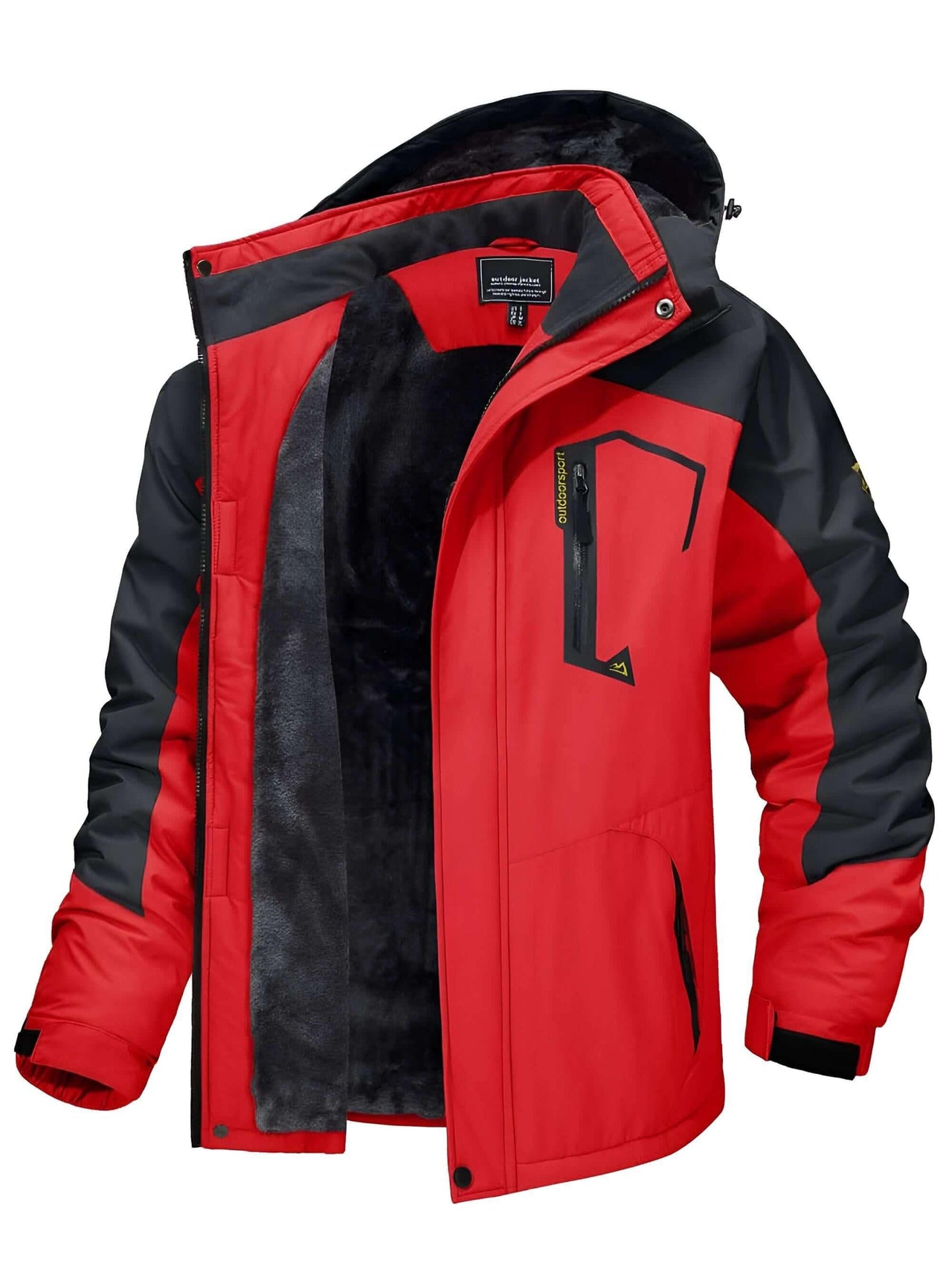 Men's Fleece Lined Red Mountaineering Hooded Jackets