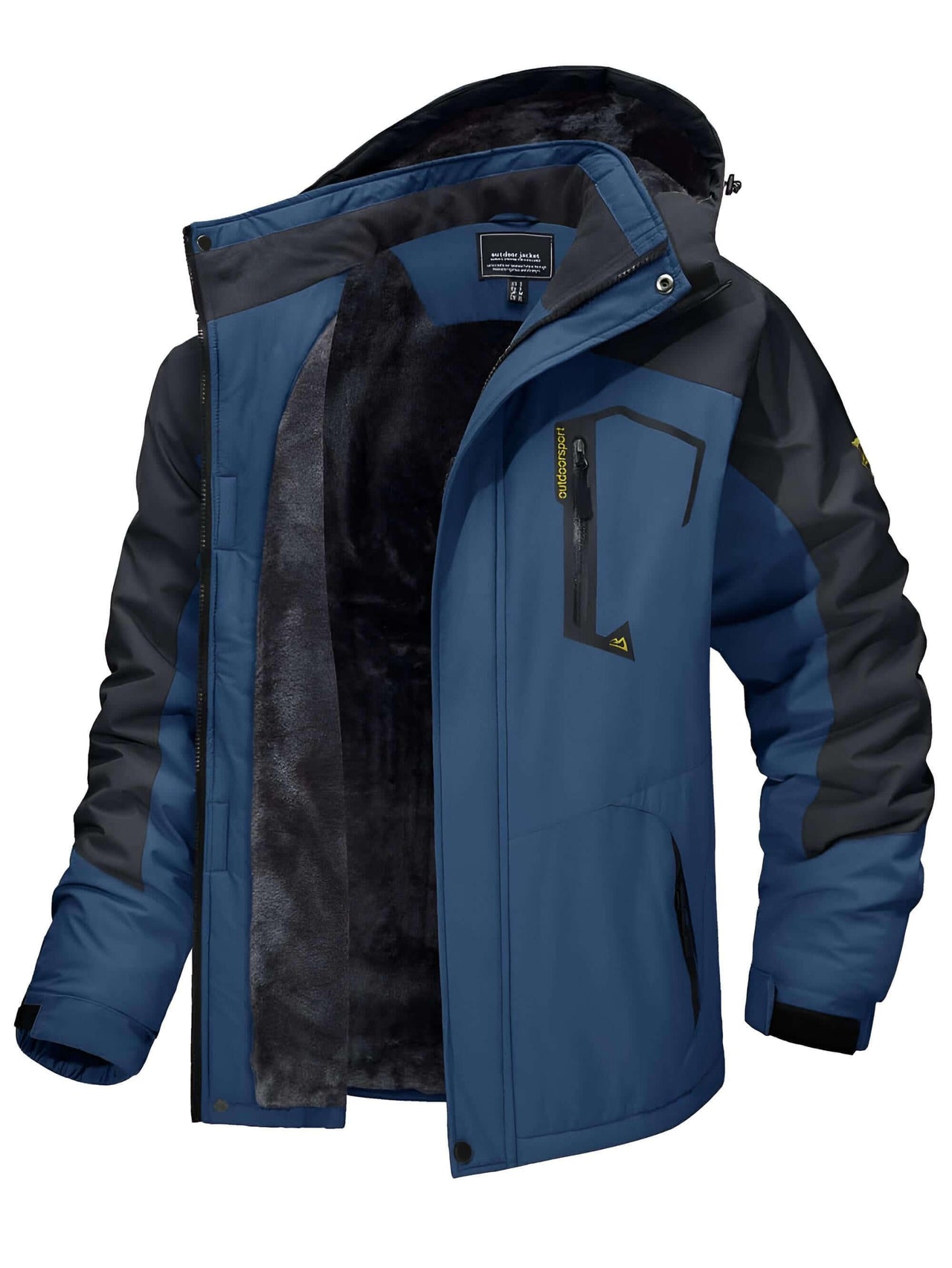 Men's Fleece Lined Dark Blue Mountaineering Hooded Jackets