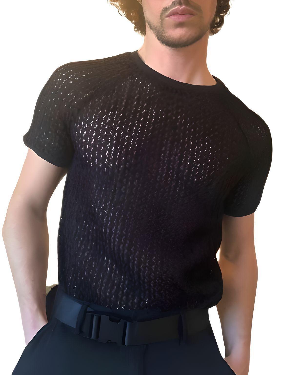 Men's Hollow Out See Through Streetwear Short Sleeve O Neck Top -, T-Shirt , Drestiny , 4Xl, 5XL, Australia, Black, Casual Shirts, Gender_Men, L, M, New Zealand, S, Short Sleeves, T-Shirts, United Kingdom, United States, White, XL, XXL, XXXL , Drestiny , www.shopdrestiny.com