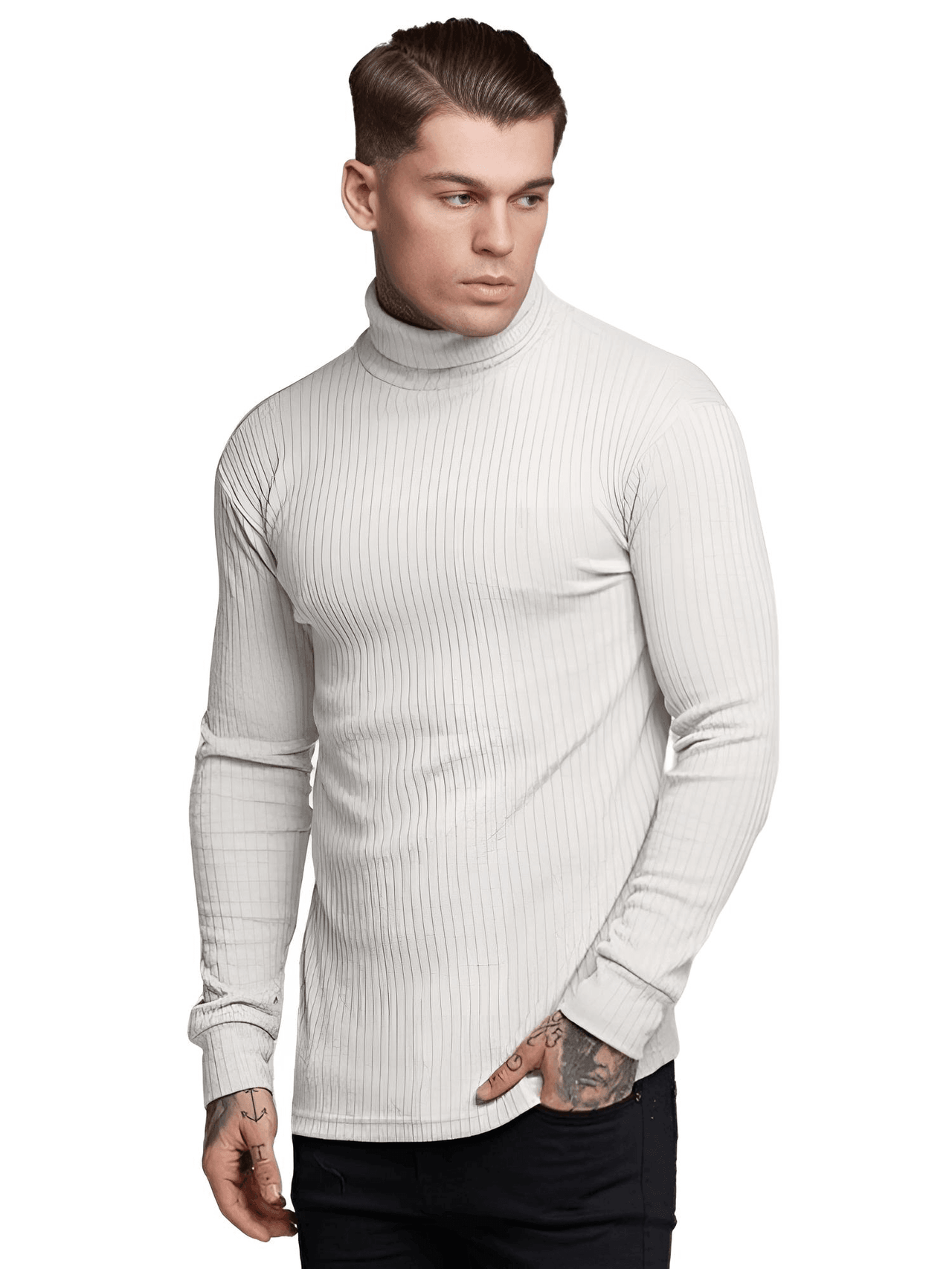 Men's Plain Turtleneck -, Turtleneck , Drestiny , Australia, Black, Canada, Casual Shirts, Dress Shirts, FR, Gender_Men, Grey, L, Long Sleeves, M, New Zealand, Turtlenecks, United Kingdom, United States, White, XL, XXL , Drestiny , www.shopdrestiny.com