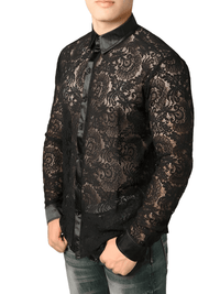 Thumbnail for Men's See Through Black Lace Shirt -, Shirts , Drestiny , Australia, Black, Canada, Casual Shirts, Dress Shirts, FR, L, Long Sleeves, M, New Zealand, S, United Kingdom, United States, XL, XXL , Drestiny , www.shopdrestiny.com