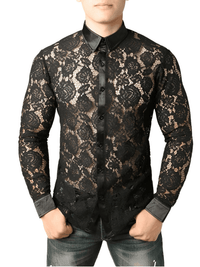 Thumbnail for Men's See Through Black Lace Shirt -, Shirts , Drestiny , Australia, Black, Canada, Casual Shirts, Dress Shirts, FR, L, Long Sleeves, M, New Zealand, S, United Kingdom, United States, XL, XXL , Drestiny , www.shopdrestiny.com