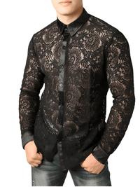 Thumbnail for Men's See Through Black Lace Shirt -, Shirts , Drestiny , Australia, Black, Canada, Casual Shirts, Dress Shirts, FR, L, Long Sleeves, M, New Zealand, S, United Kingdom, United States, XL, XXL , Drestiny , www.shopdrestiny.com