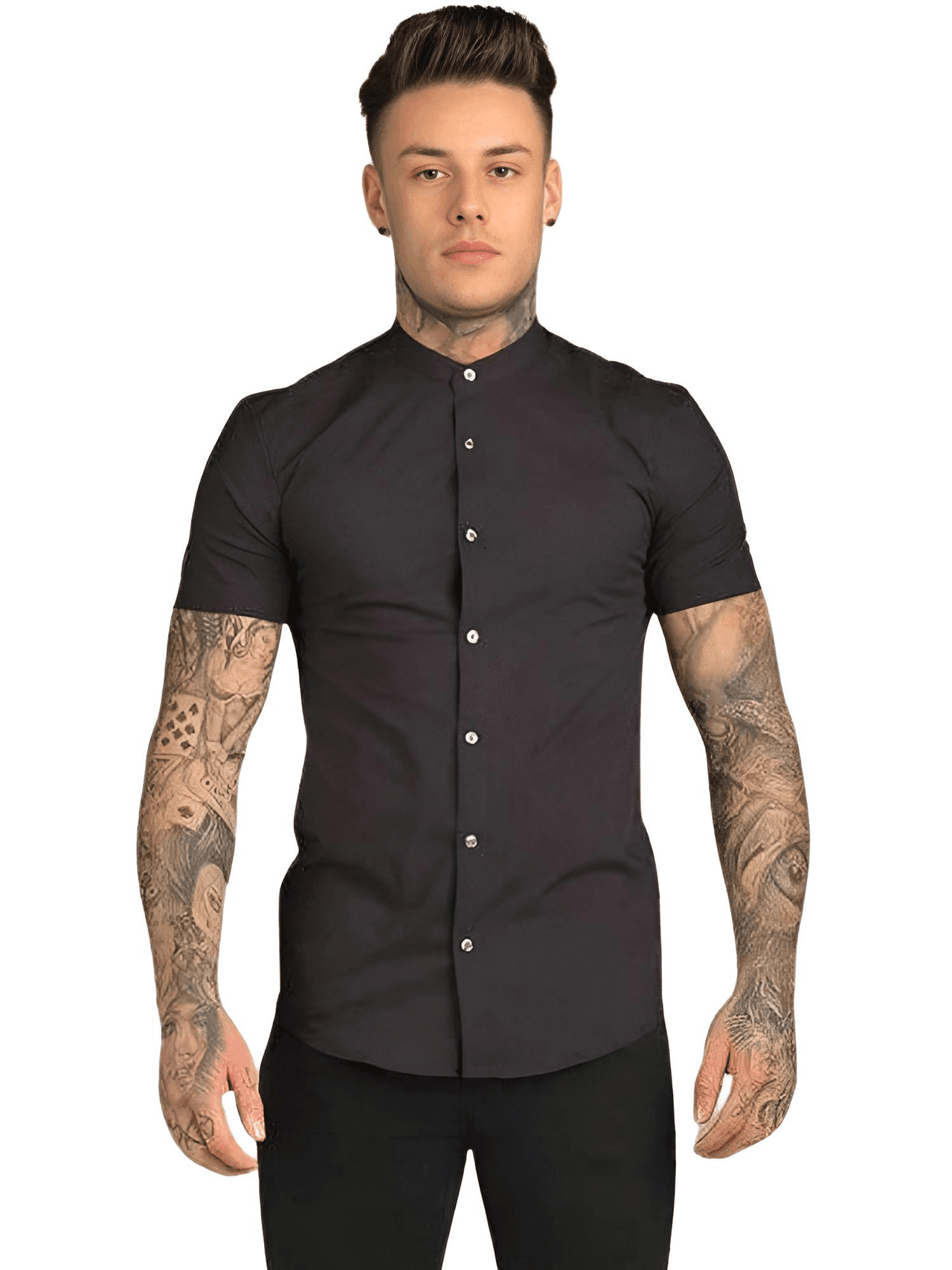 Men's Short Sleeve Fitted Shirt -, Shirt , Drestiny , Army Green, Australia, Black, Blue, Casual Shirts, Dress Shirts, FR, Gender_Men, Grey, L, M, Red, Short Sleeves, United Kingdom, United States, White, XL, XXL , Drestiny , www.shopdrestiny.com